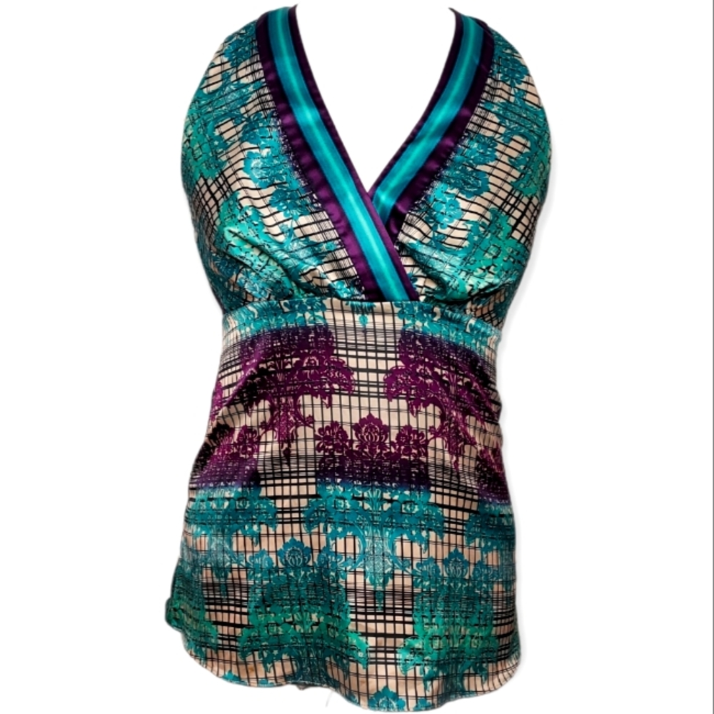 The Limited purple and Turquoise halter top floral pattern, EUC, sz S